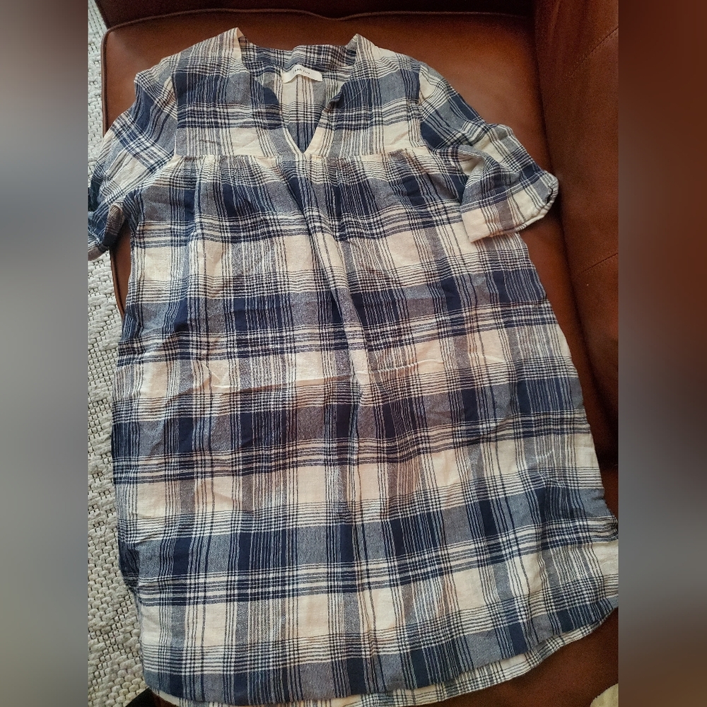 Chan Luu Spring Plaid Dress Xs Xsmall Blue White